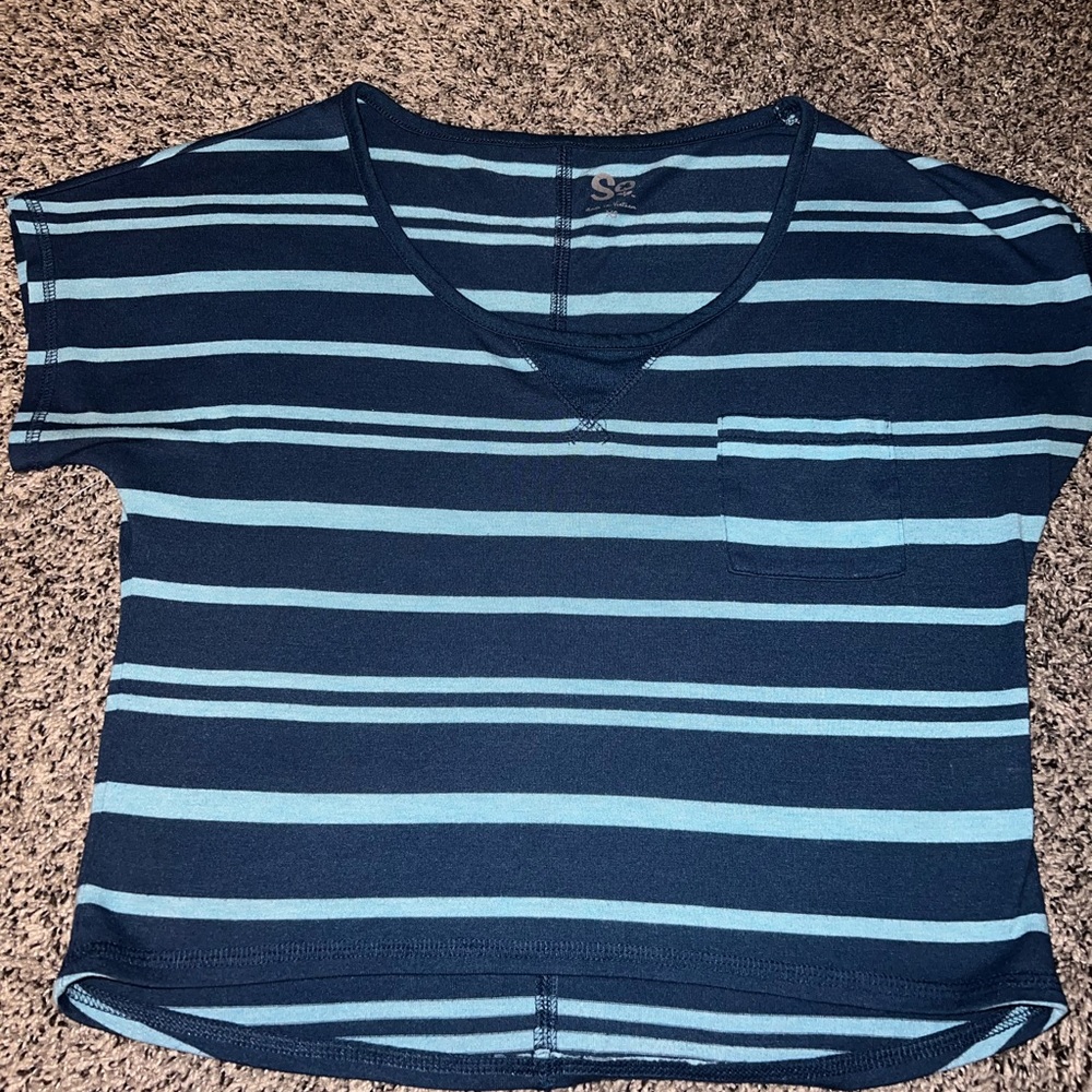 Cropped striped tshirt with pocket